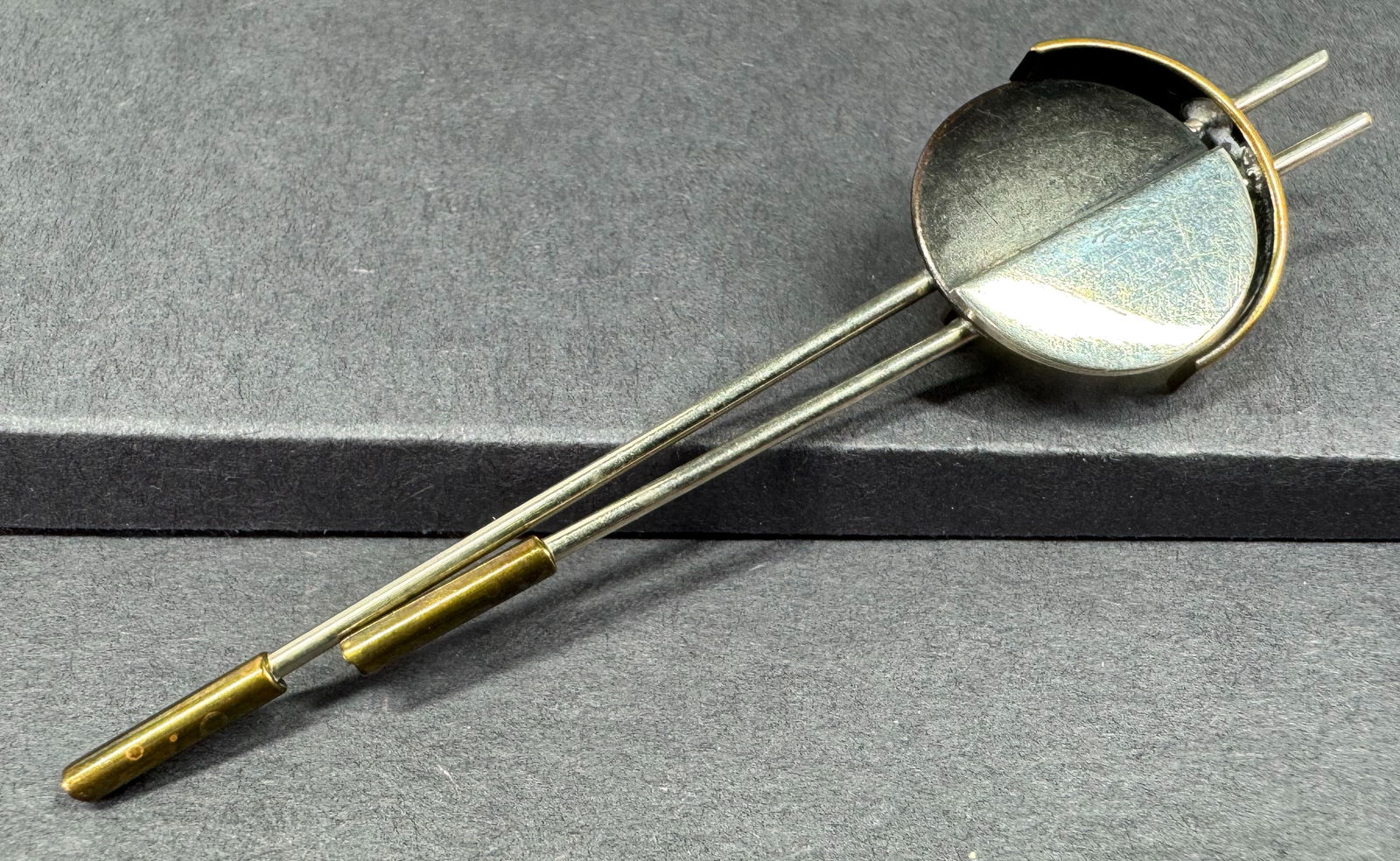 Vintage artist modernist space age mixed metals pin brooch. (1 of 8)