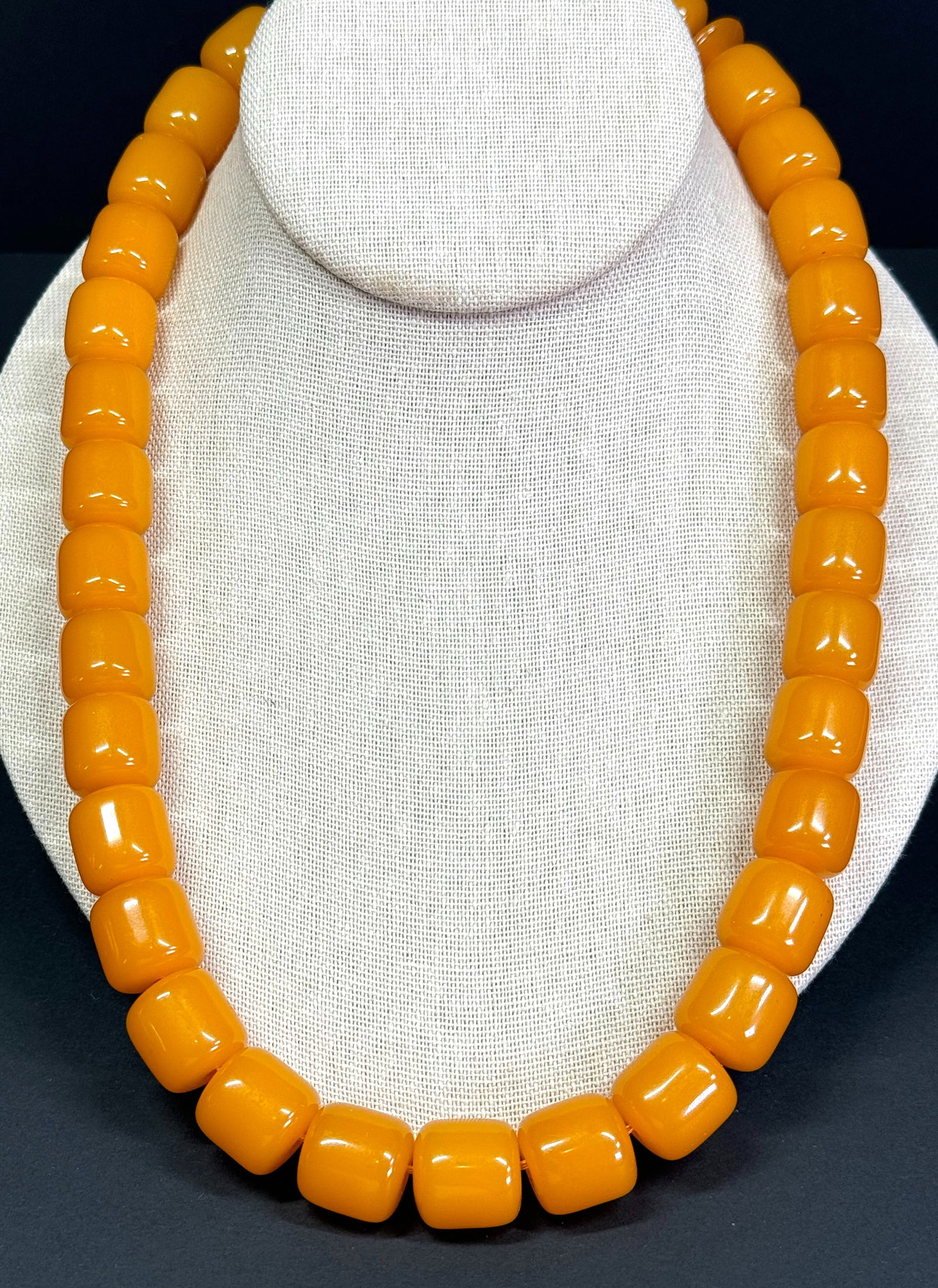 Vintage butterscotch bakelite beads necklace. Gold filled clasp. (1 of 8)