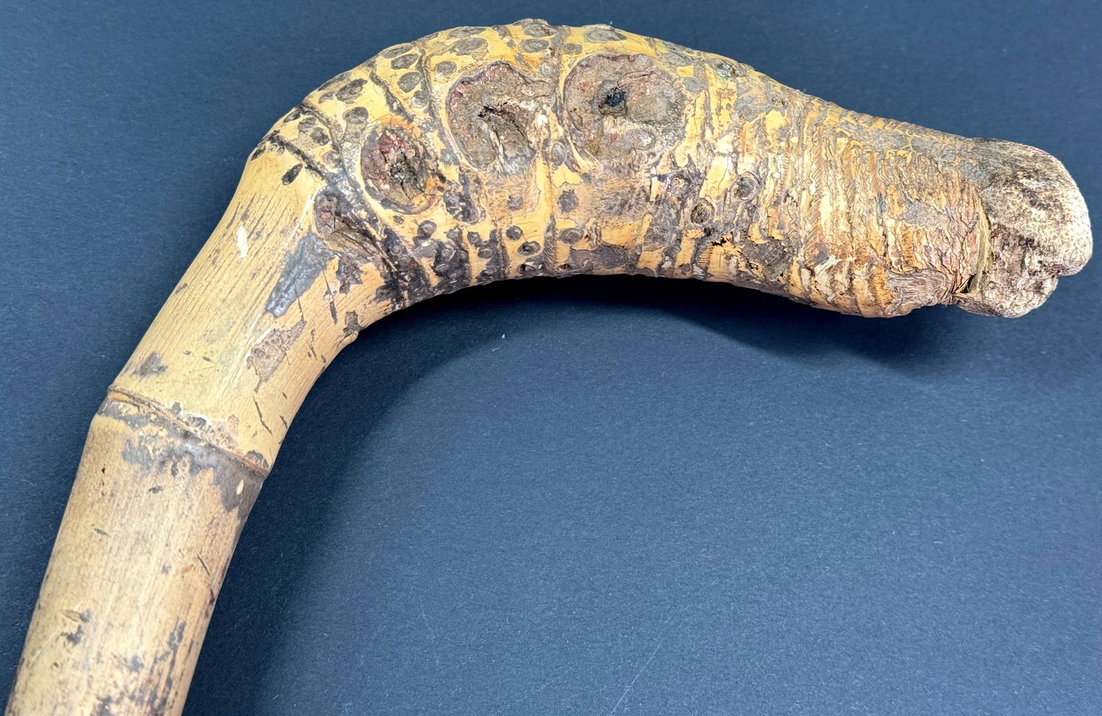 African Benin Zoomorphic Handle Walking Cane. (1 of 11)