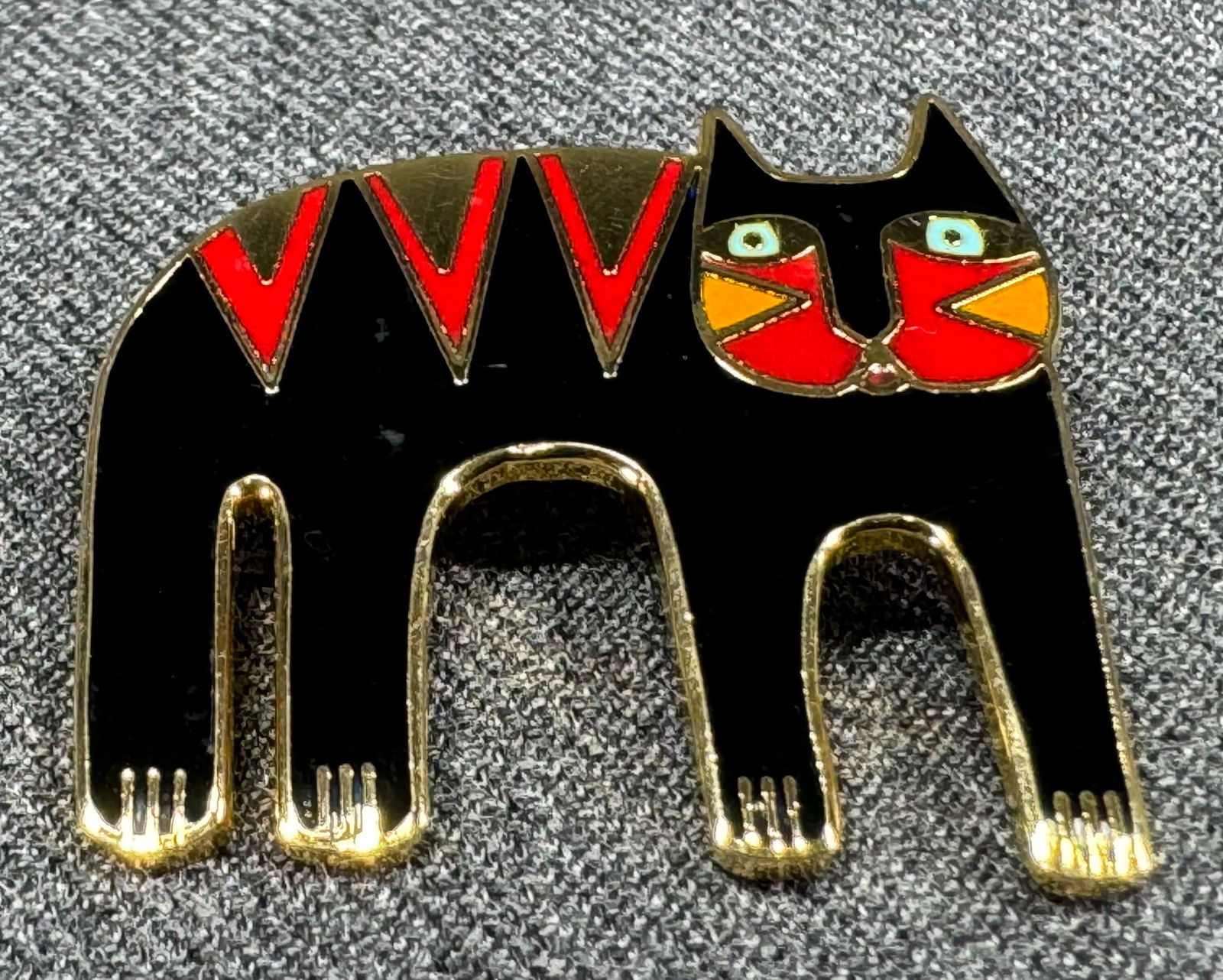 Magicat Laurel Burch enamel goldtone metal cat kitten pin brooch. (1 of 7)