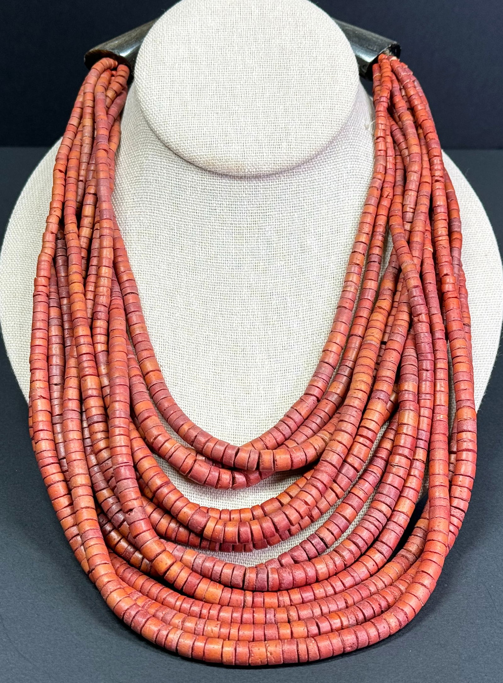 Vintage Gerda Lynggaard Monies 12 Strand Coconut Shell Beads Horn Clasp Necklace. (1 of 9)