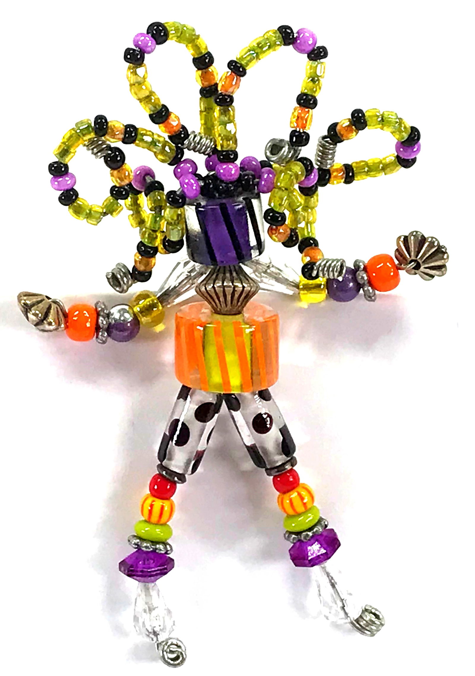 Vintage Artsy Glass Beads Figural Curly Stand Up Hair Stick Pin (1 of 8)