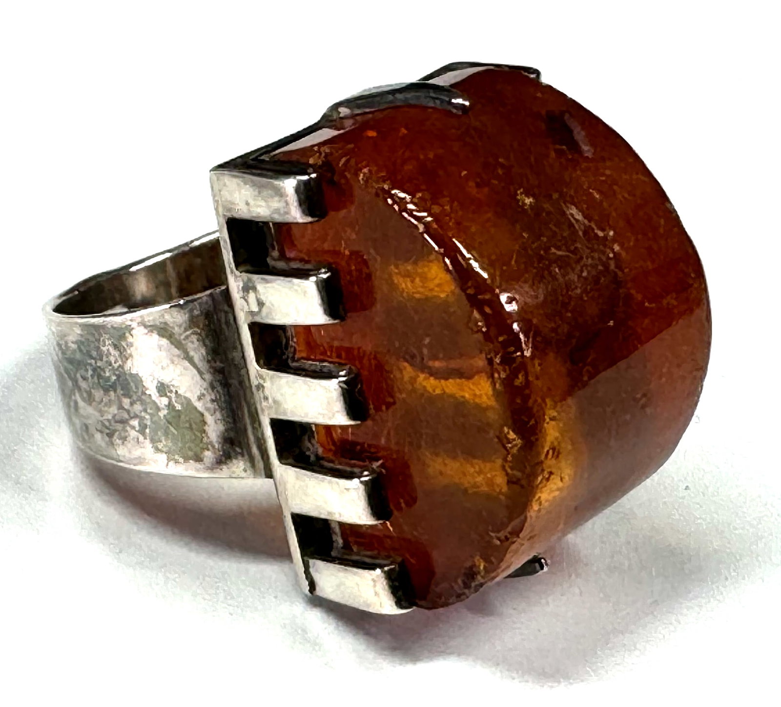 Vintage modernist URSS Sterling Silver Amber Ring. (1 of 11)