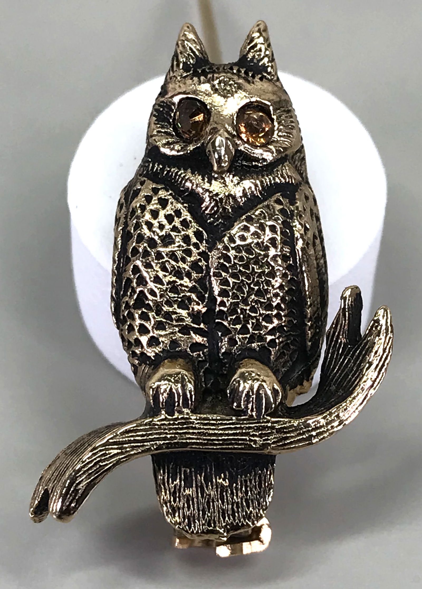 Vintage Jolle owl rhinestones eyes goldtone pin brooch (1 of 7)