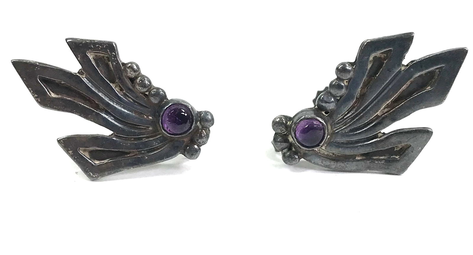 MCM Modernist Pre Eagle Mexico Amethyst Sterling Earrings (1 of 10)