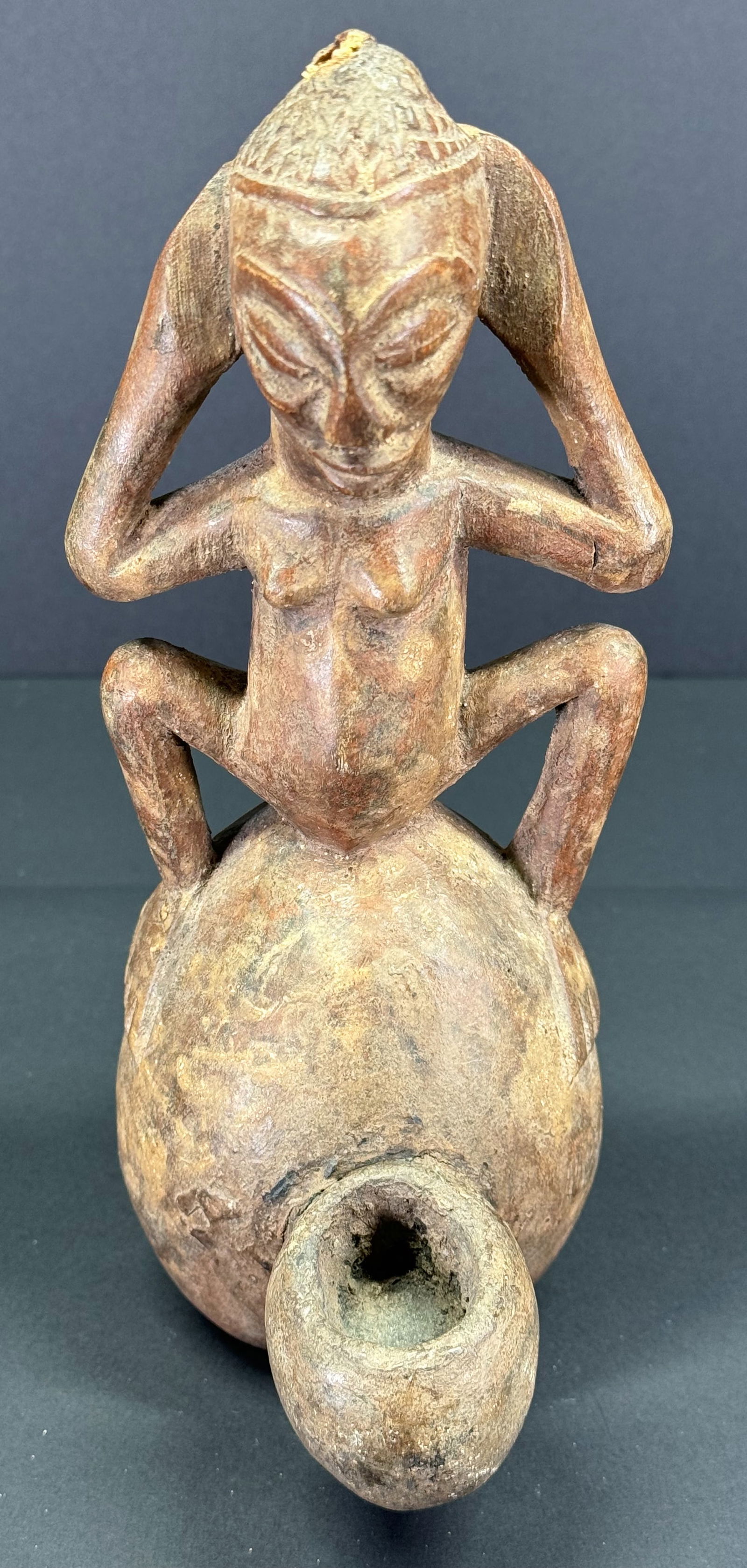 African Luba DRC Carved Pipe. Carved wood. (1 of 9)