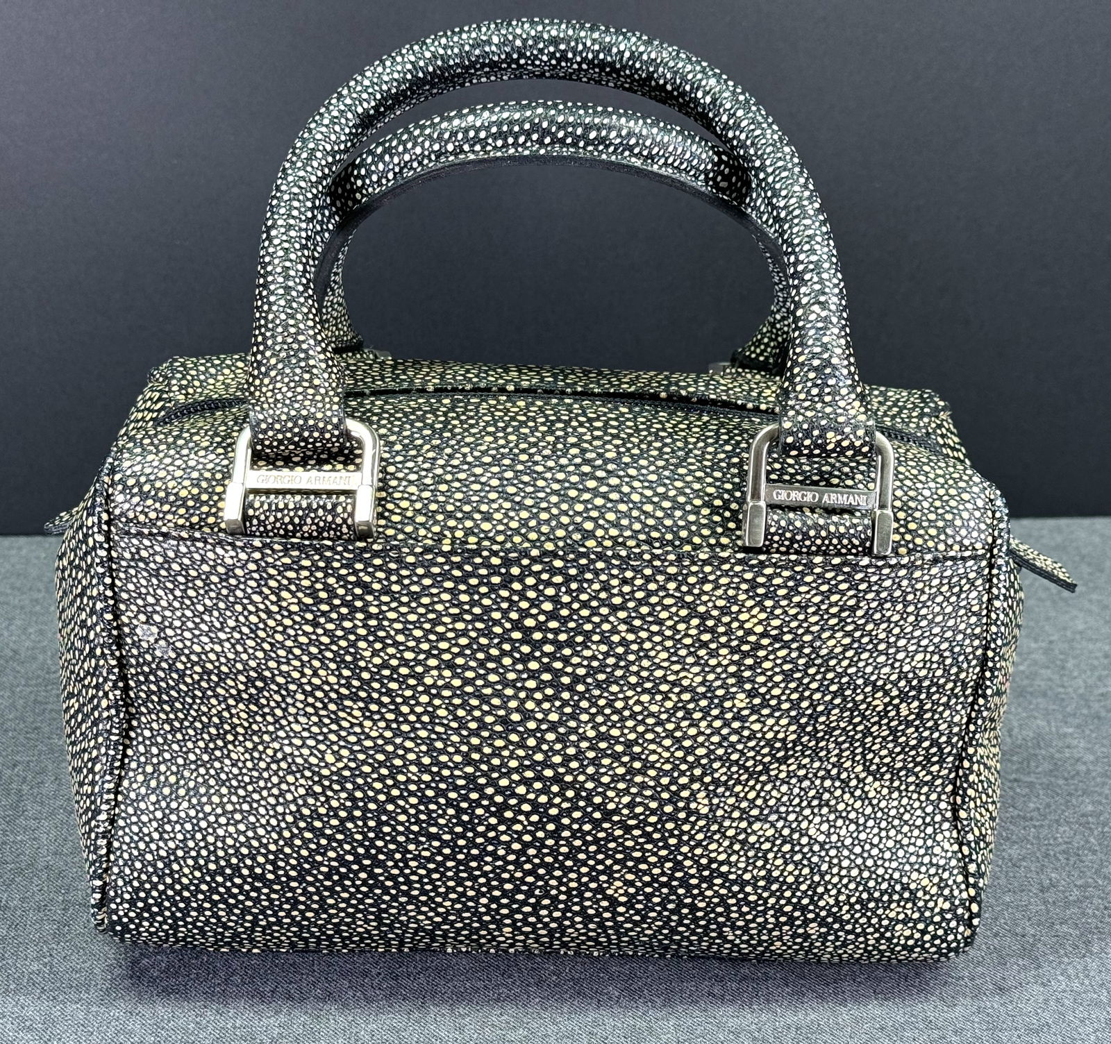 Vintage Giorgio Armani creamy spots black stingray printed leather purse bag (1 of 17)