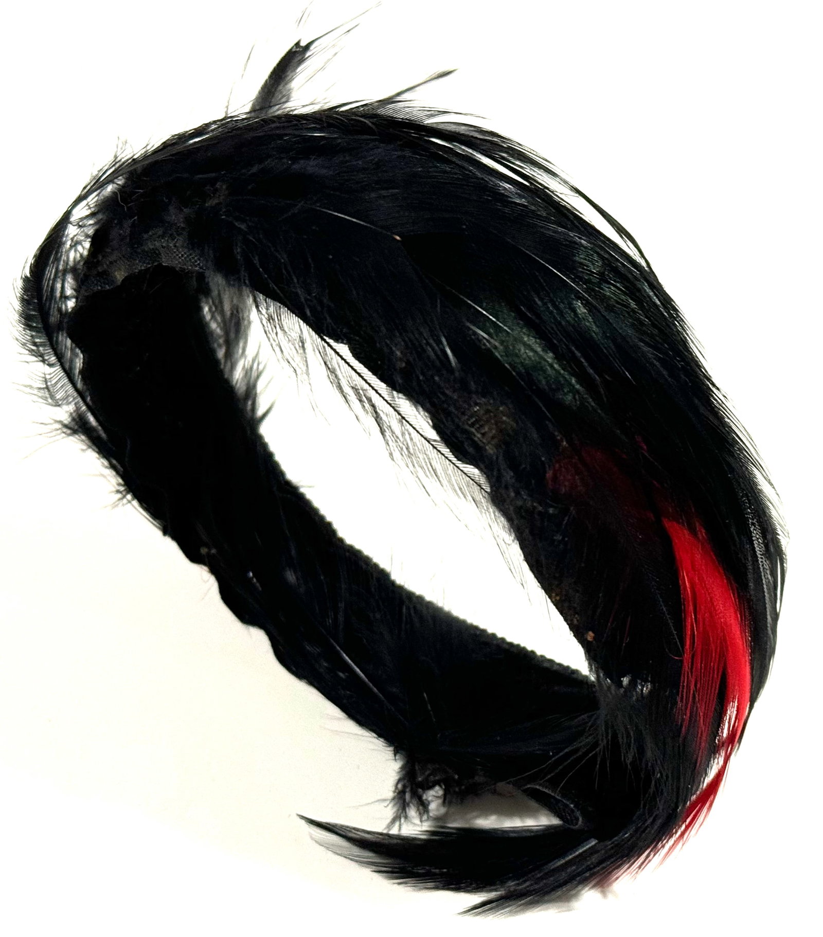 Vintage / Antique millinery black & red feathers head band (1 of 6)