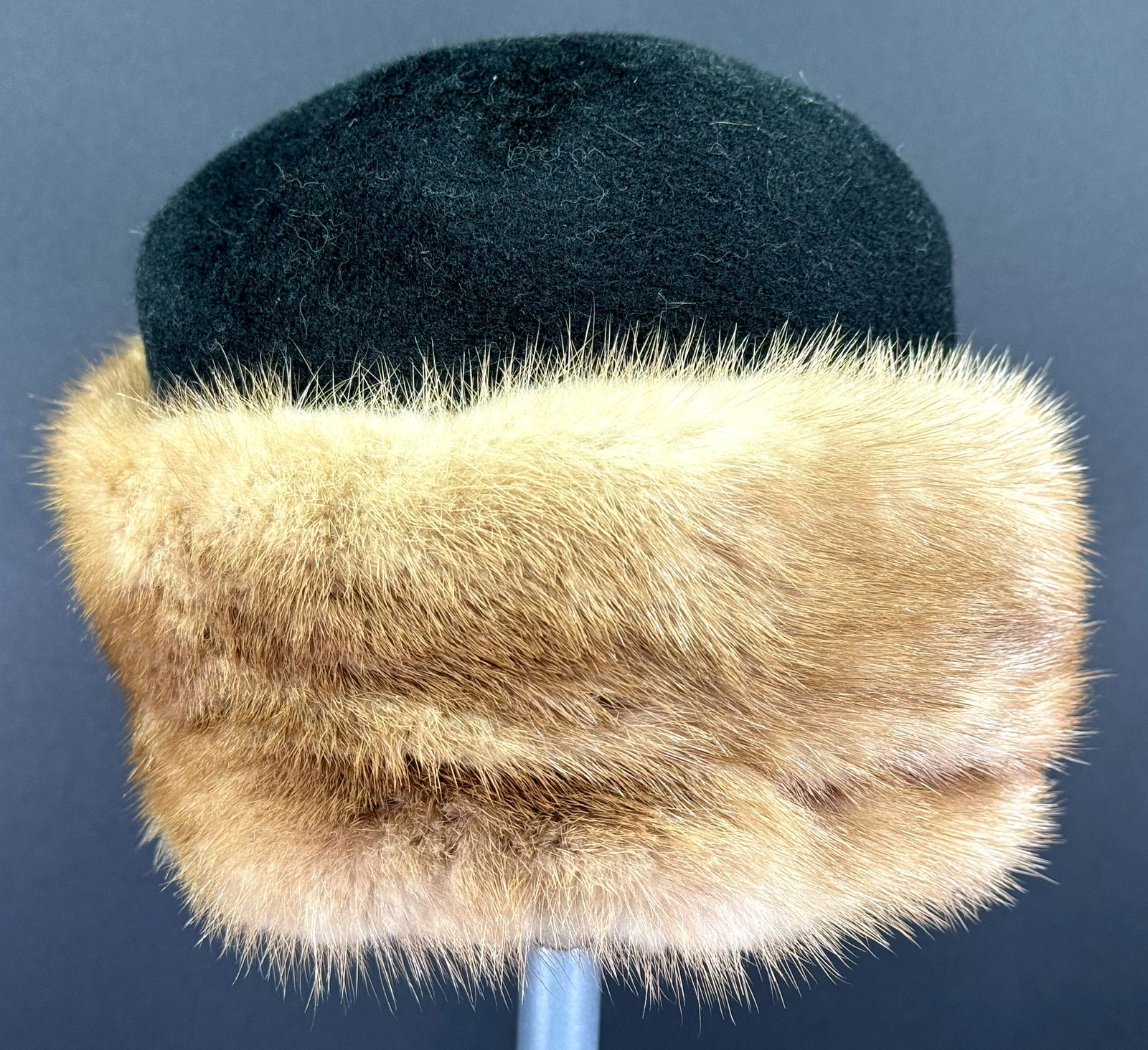 Vintage Henry Pollak NY black felt with genuine mink rim hat (1 of 9)