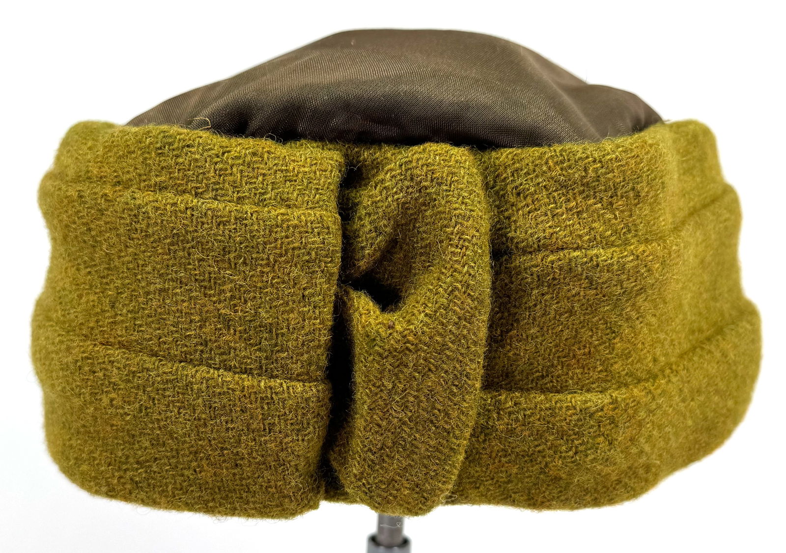 Vintage fall color wool & silk fabric pleated square shaped hat. No size label,The interior (1 of 5)