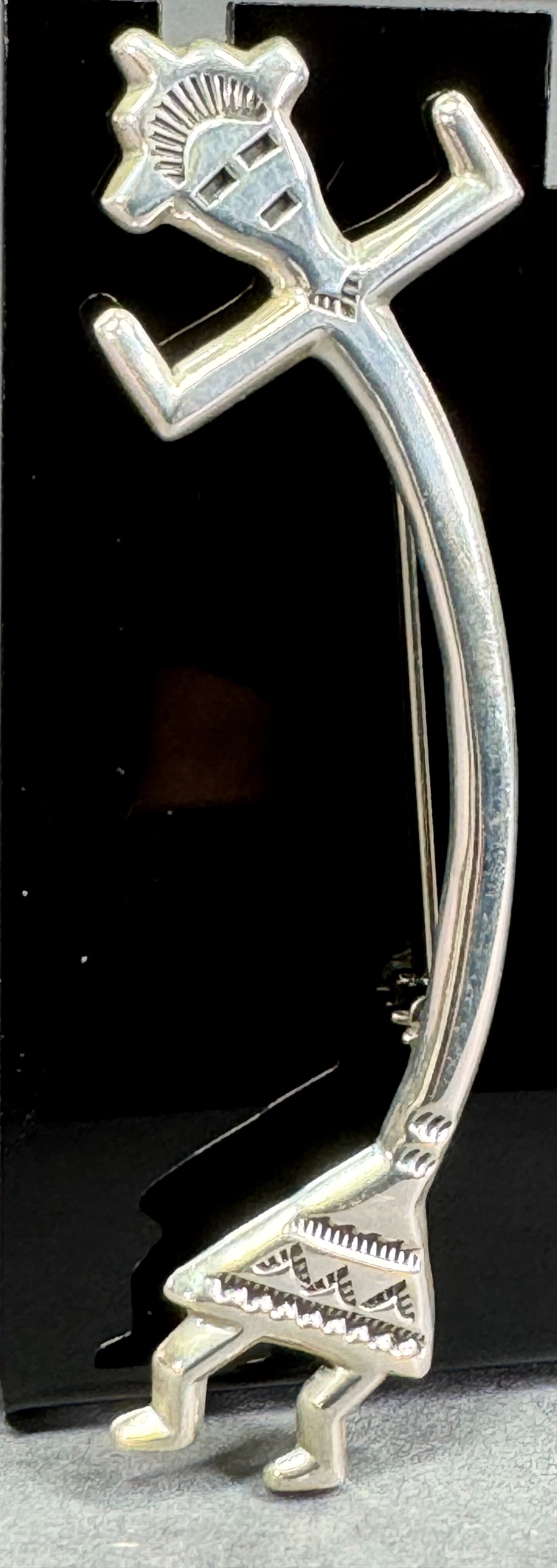 Vintage Navajo Felix Joe sterling silver elongated kachina large pin brooch. (1 of 10)