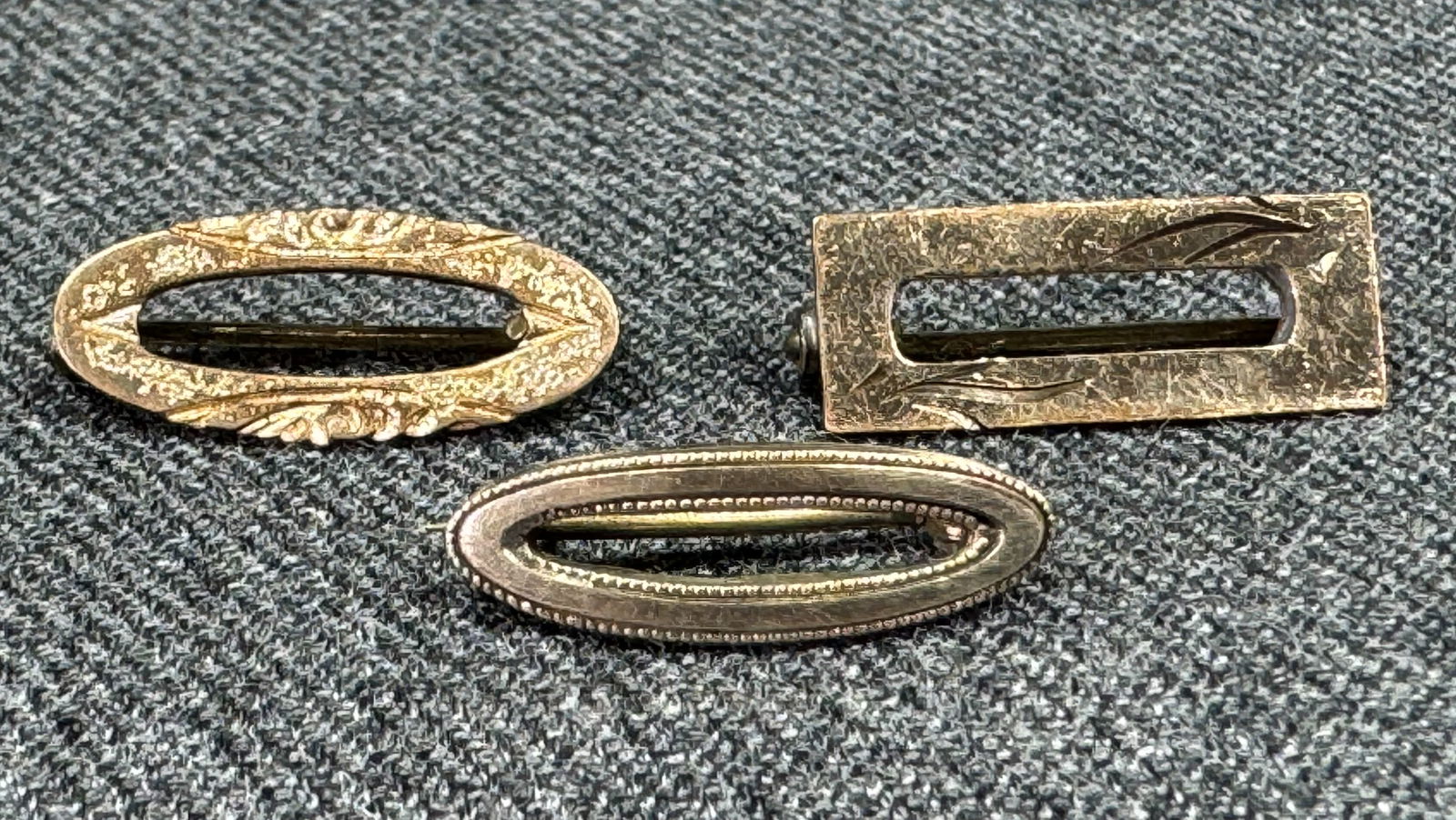 Antique Victorian Edwardian assorted gold-filled lingerie pins. Lot of 3. (1 of 1)