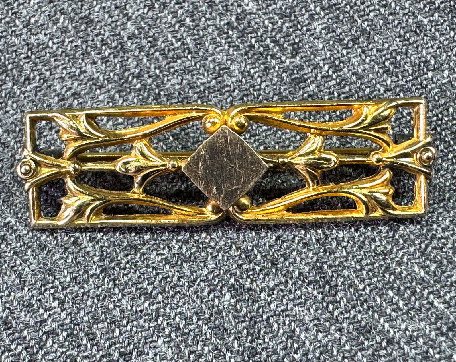 Antique Edwardian monogram space gold plated small pin brooch (1 of 7)