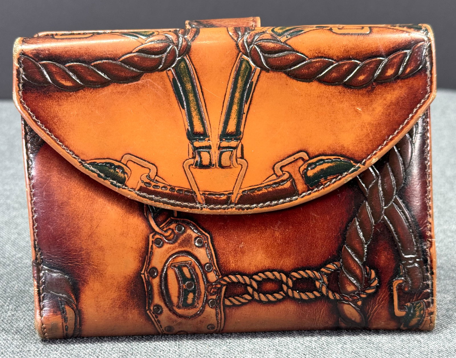 Vintage Italian Mannelli Ponte Vecchio Firenze embossed fine leather horse equestrian wallet (1 of 12)