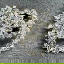 Vintage Eisenberg clear crystals silvertone pin brooch