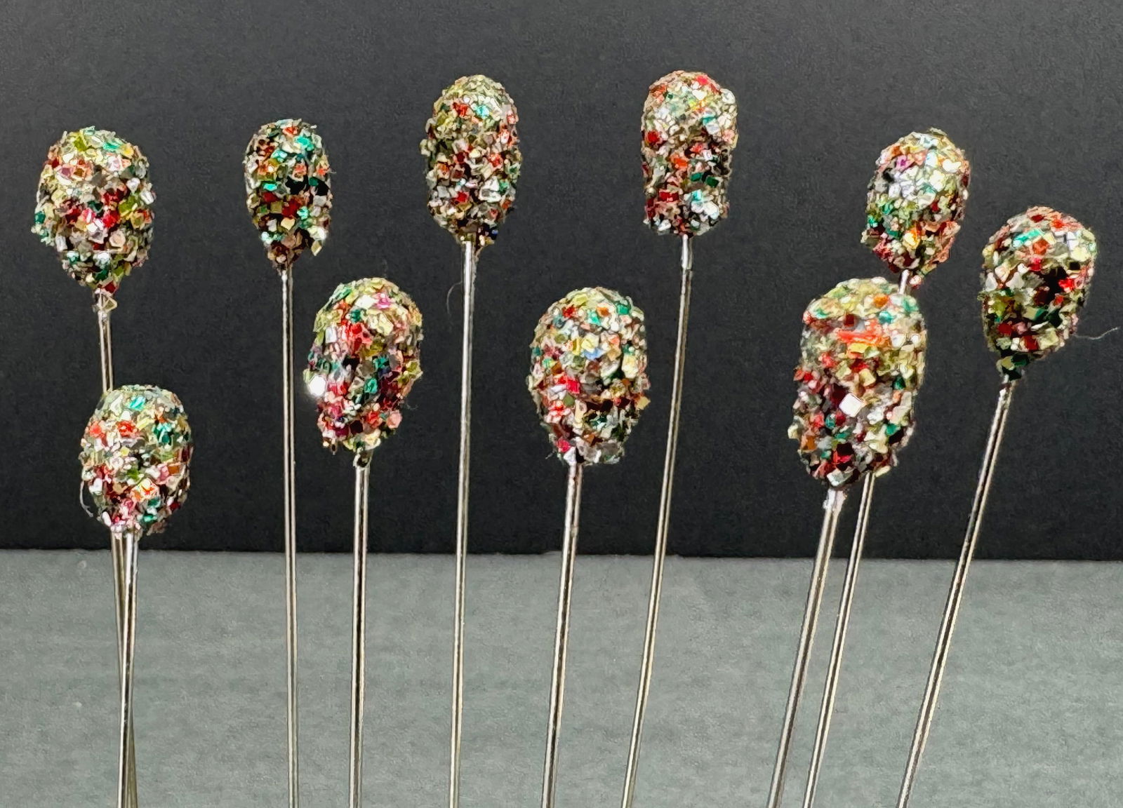 Vintage assorted  glitter beads hat pins hatpins . Lot of 10 (1 of 4)