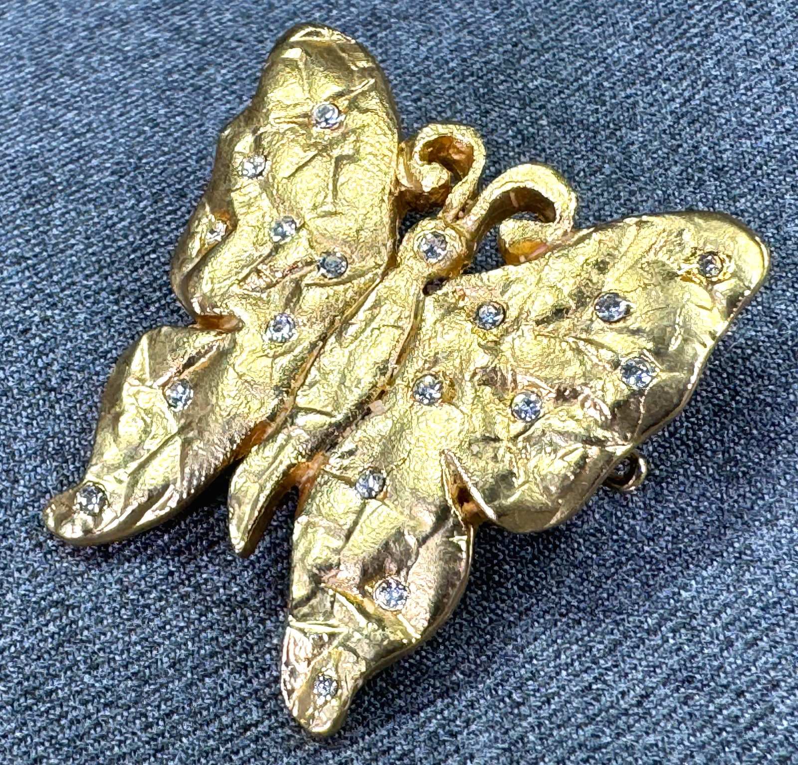 Vintage Bala Booste Paris New York encrusted clear crystals goldtone metal butterfly pin brooch. (1 of 8)