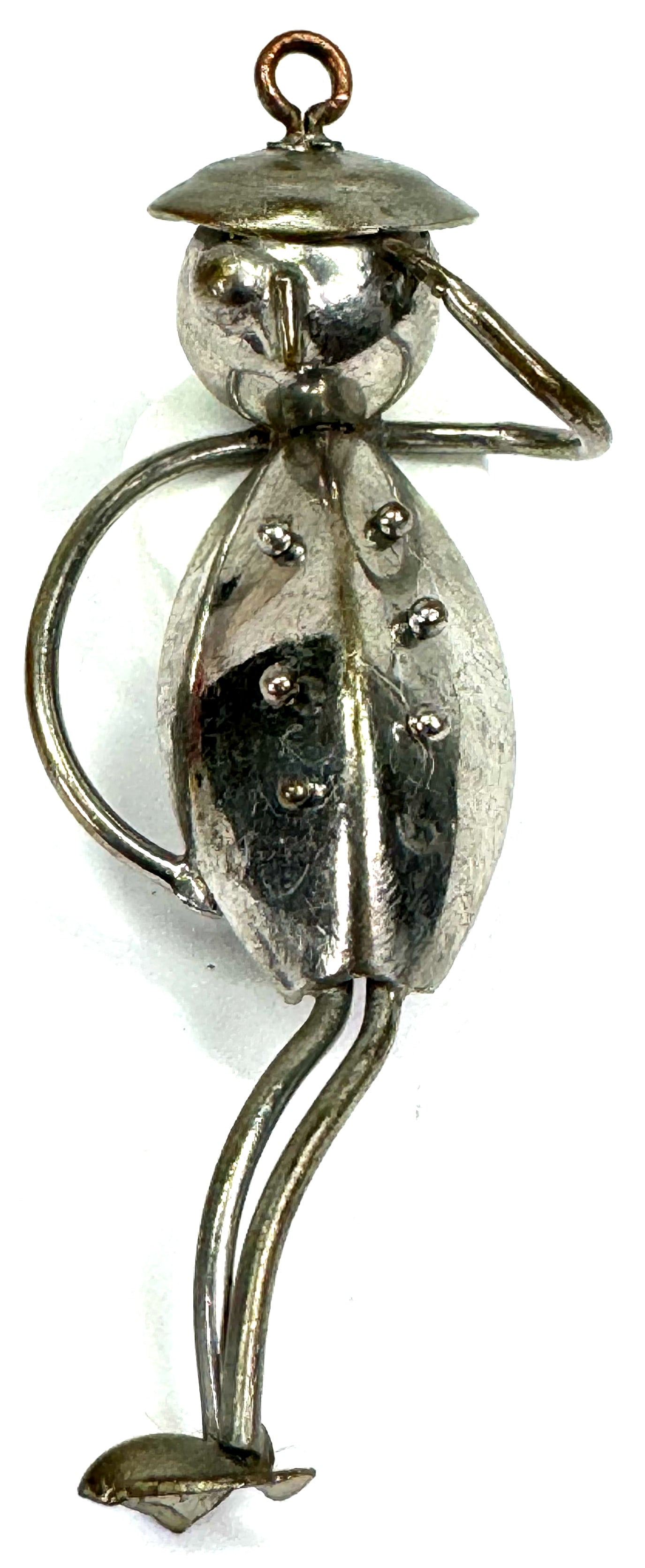 Vintage artsy folk art man with hat looking forward silvertone metal pin brooch (1 of 5)