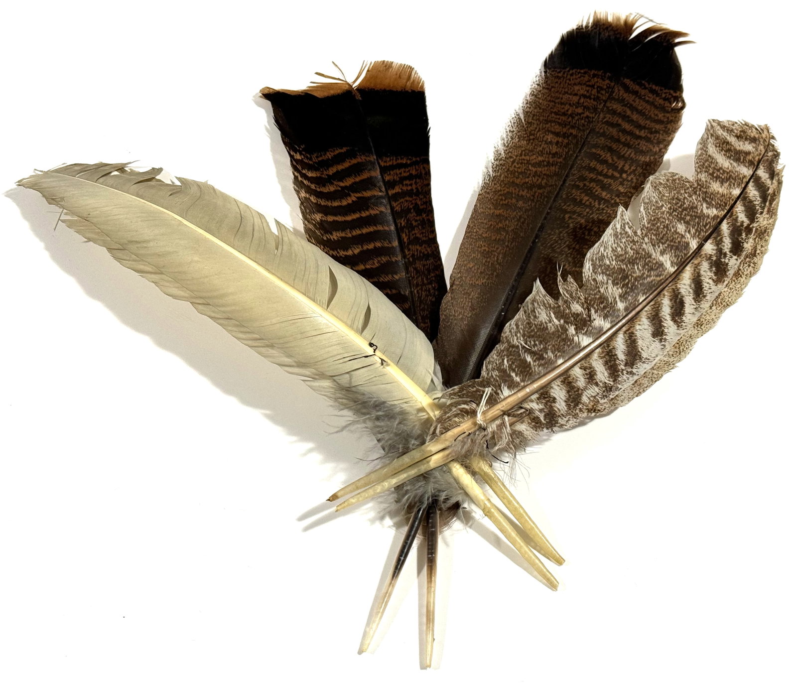Vintage / Antique millinery assorted brownish feathers: Vintage / Antique millinery assorted brownish feathers For measures please refer to the pictures taken with a measuring tape. This is a NO RESERVE AUCTION: there are no hidden or confidential reserves