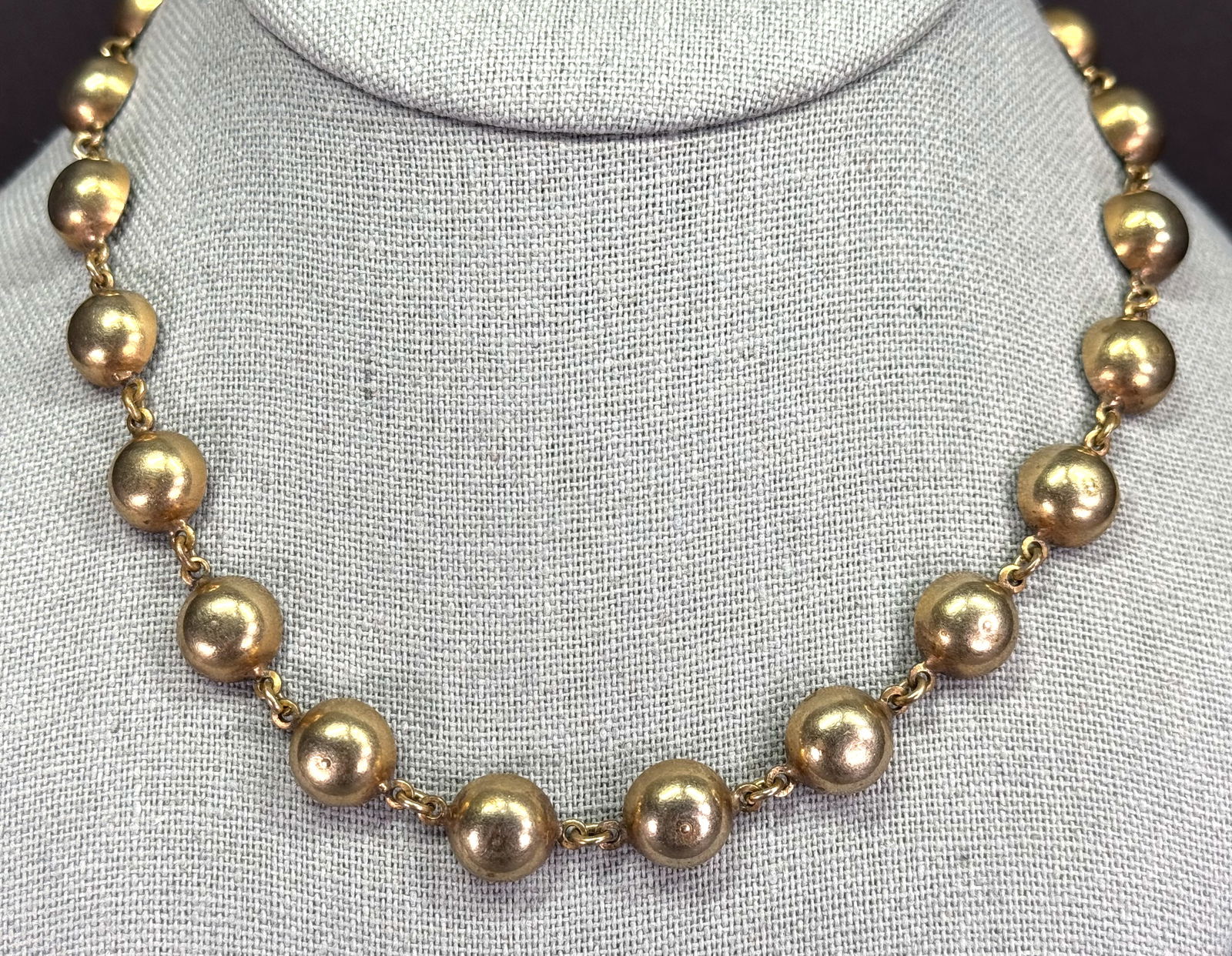Vintage modernist goldtone metal half dome collar necklace (1 of 6)