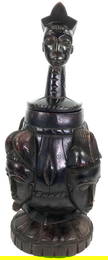 African Baule, Ivory Coast, Medicine Pot. Carved Wood.