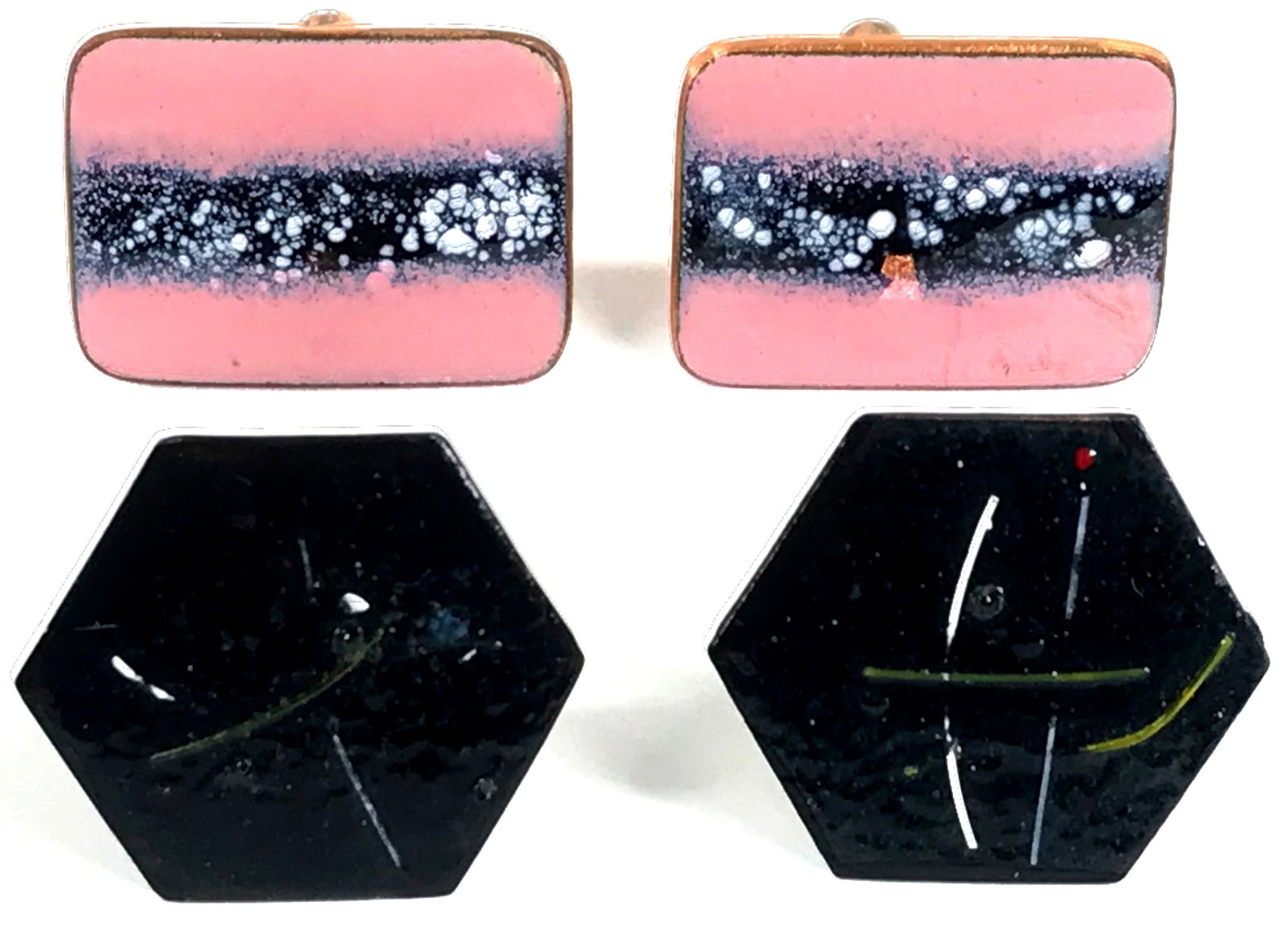 Vintage MCM Enamel on Copper Cufflinks. Lot of 2. (1 of 12)