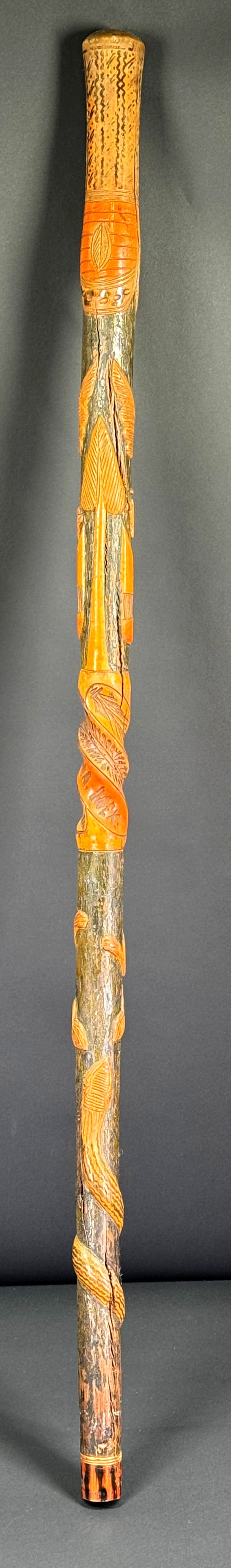Vintage Tijuana Mexico Walking Stick. Carved and painted wood. It measures 33 1/2 inches long.: Vintage Tijuana Mexico Walking Stick. Carved and painted wood. It measures 33 1/2 inches long. This is a NO RESERVE AUCTION: there are no hidden or confidential reserves, all acceptable bidding commen