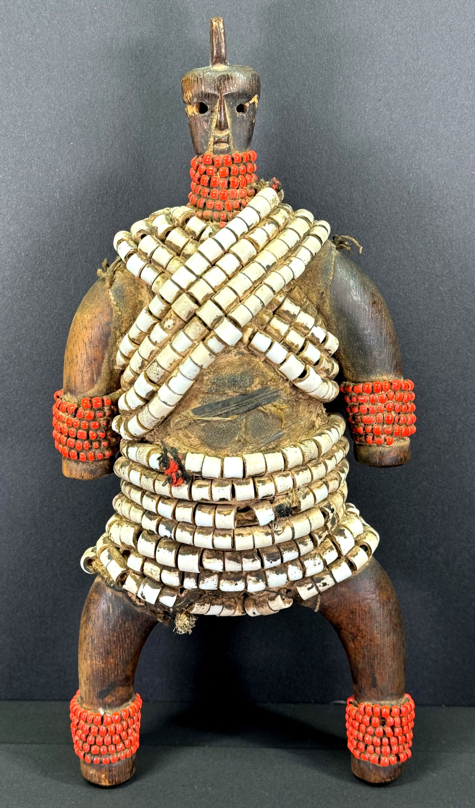 African Namji Cameroon Fertility Doll. Carved wood, cloth, glass beads (1 of 9)
