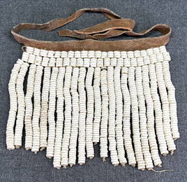 Vintage African San Bushmen Botswana Body Adornment. Ostrich eggshell beads, leather