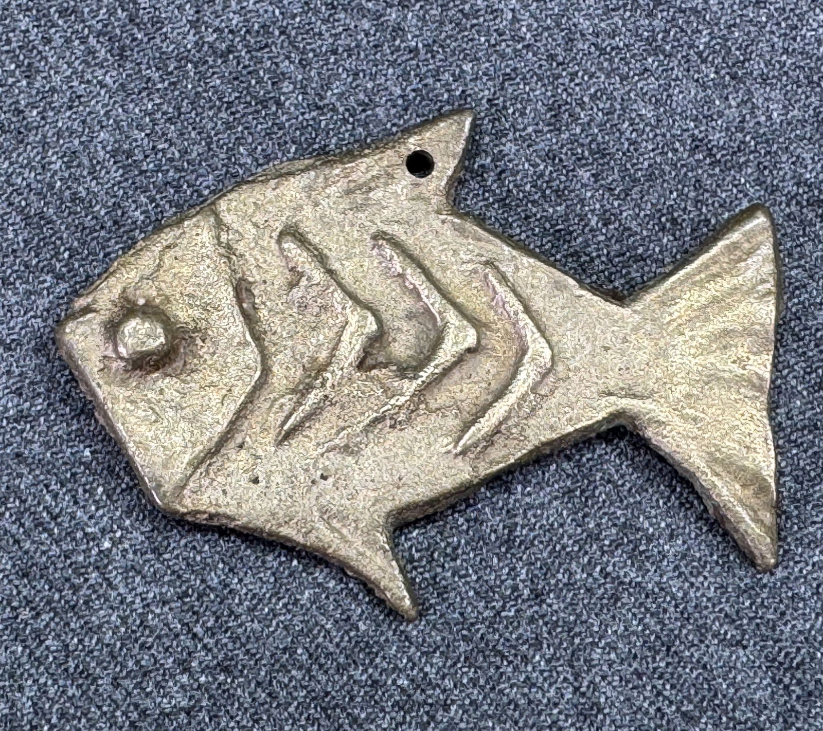 Vintage brutalist solid bronze fish pendant (1 of 5)