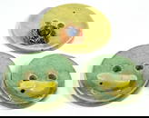 Vintage artsy hand crafted 3D nest and mother & daughter bird pottery buttons