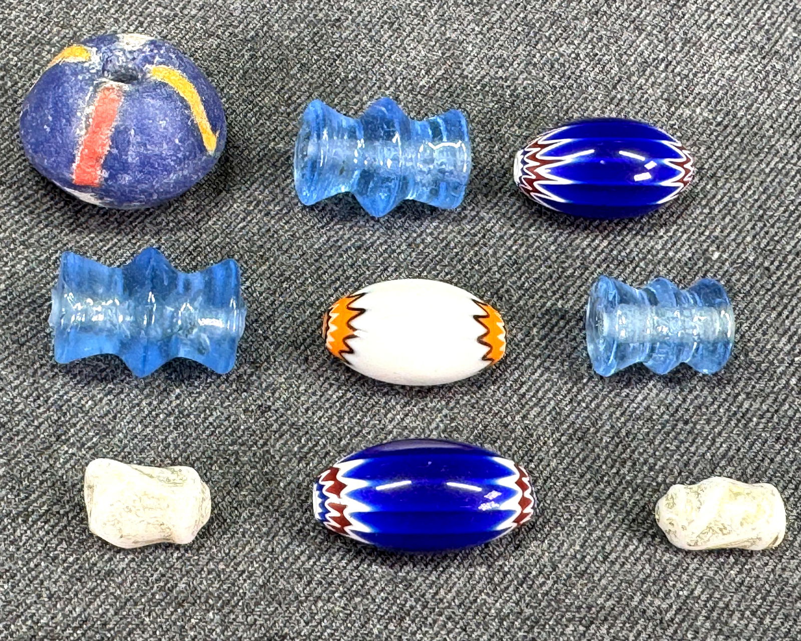 Vintage assorted glass trade beads. Lot of 9 (1 of 4)