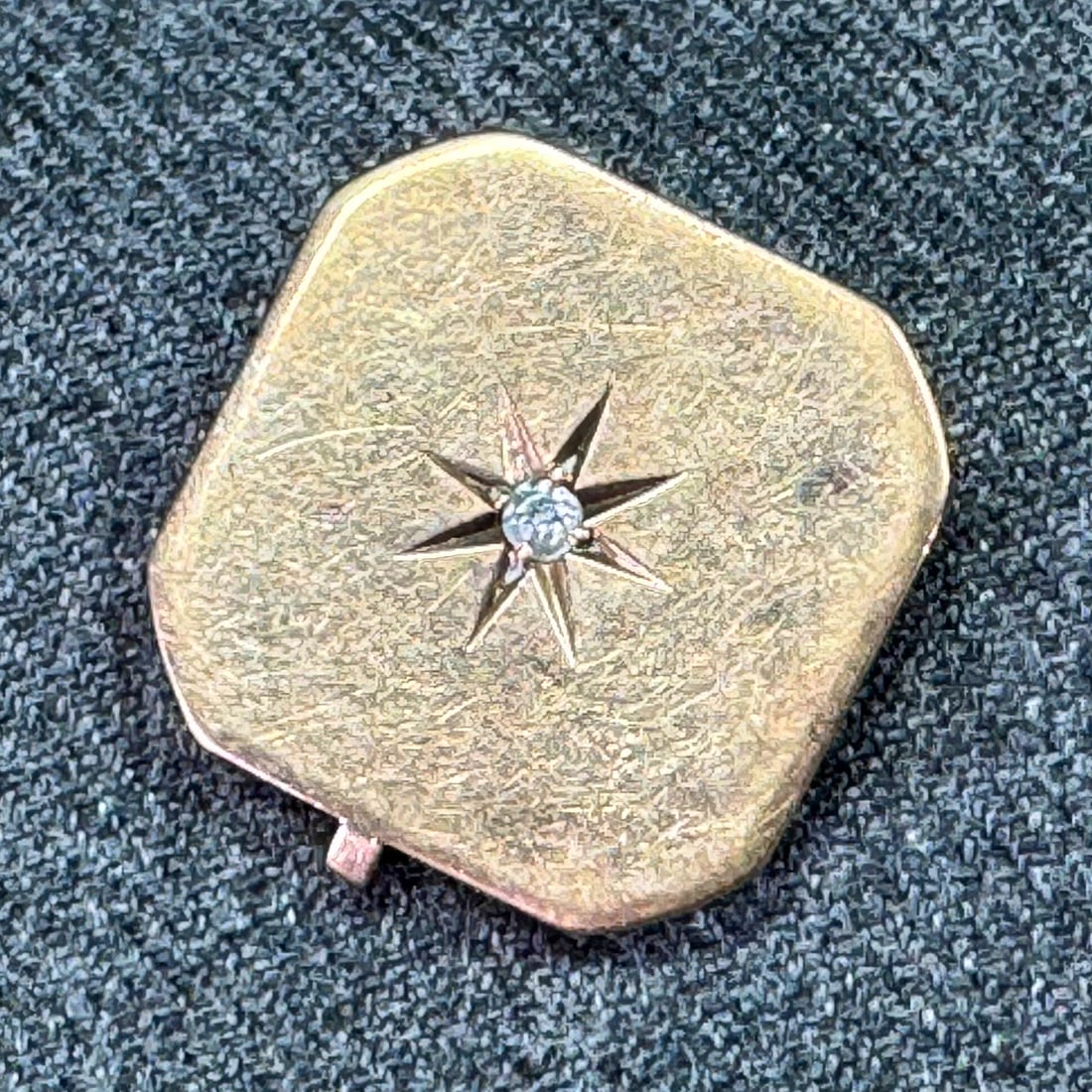 Antique diamond star gold-filled locket top piece for jewelry making repurpose (1 of 5)