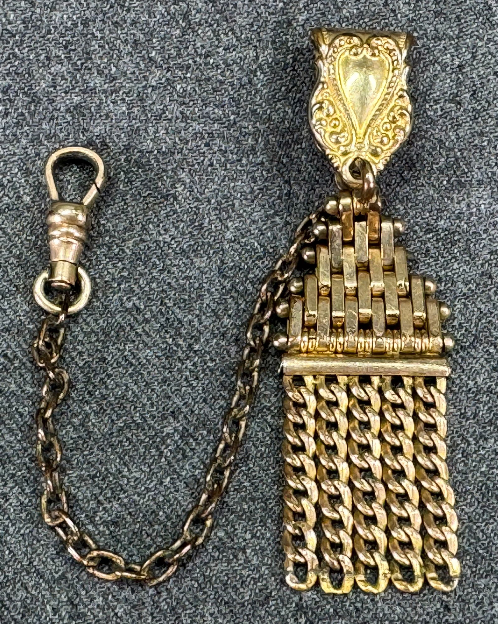 Antique S.O.B & Co Gold-filled Mesh Pocket Watch Chain with swivel hook. (1 of 11)