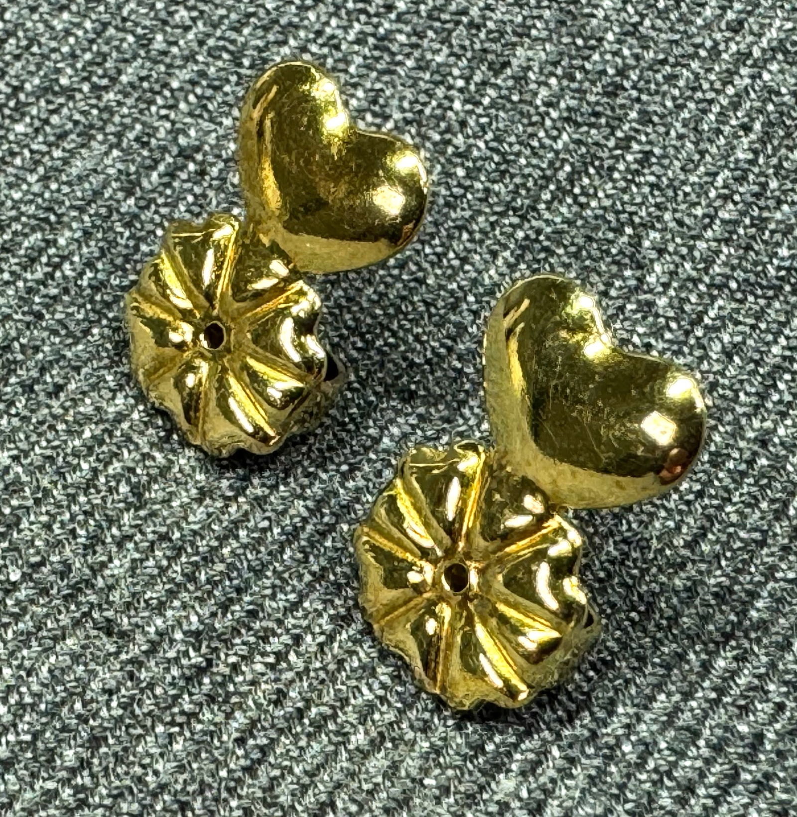 925 Sterling Silver Yellow Gold Plated Heart Butterfly Push Backs for Earrings (1 of 6)