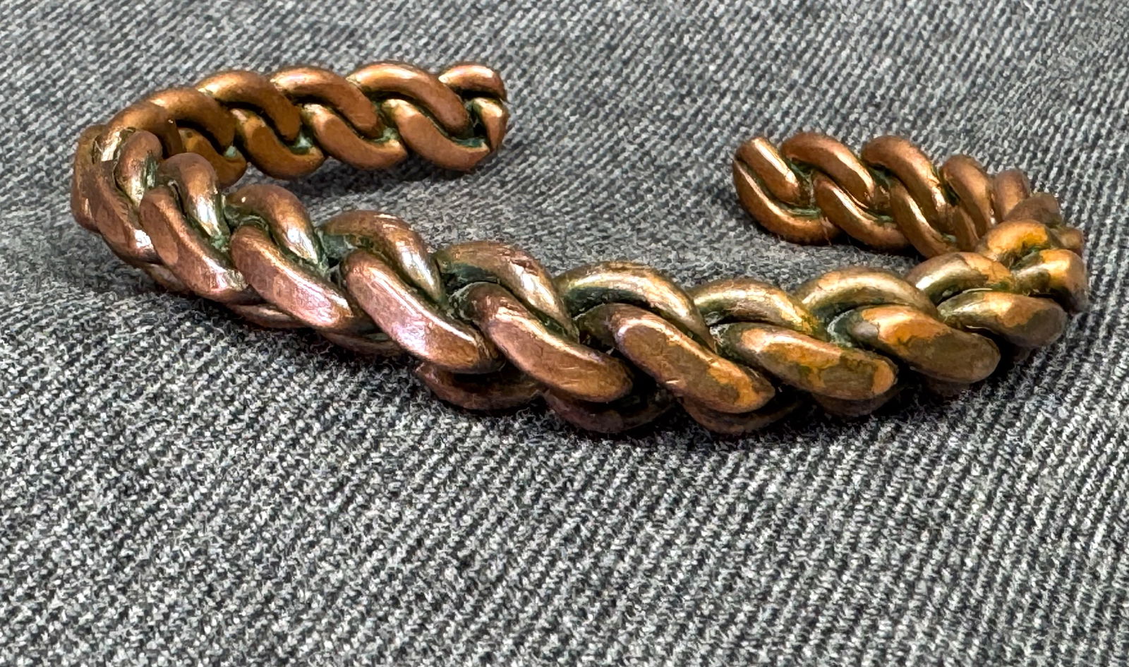 Vintage southwestern style woven copper cuff bracelet (1 of 8)
