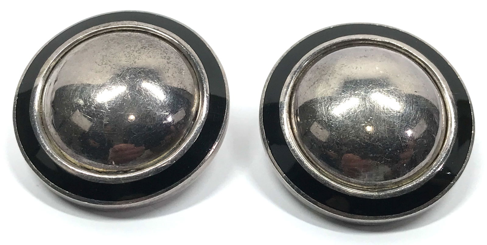 Vintage modernist Bayanihan black enamel sterling earrings (1 of 10)