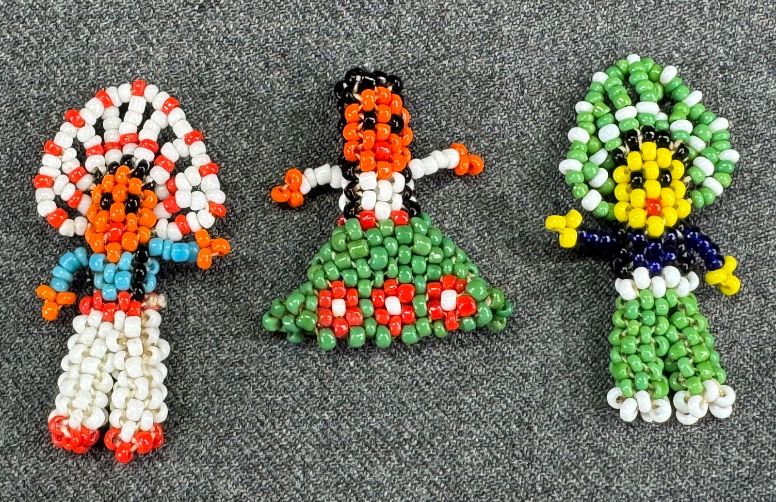 Vintage Native American style assorted beaded miniature dolls. Lot of 3 (1 of 5)