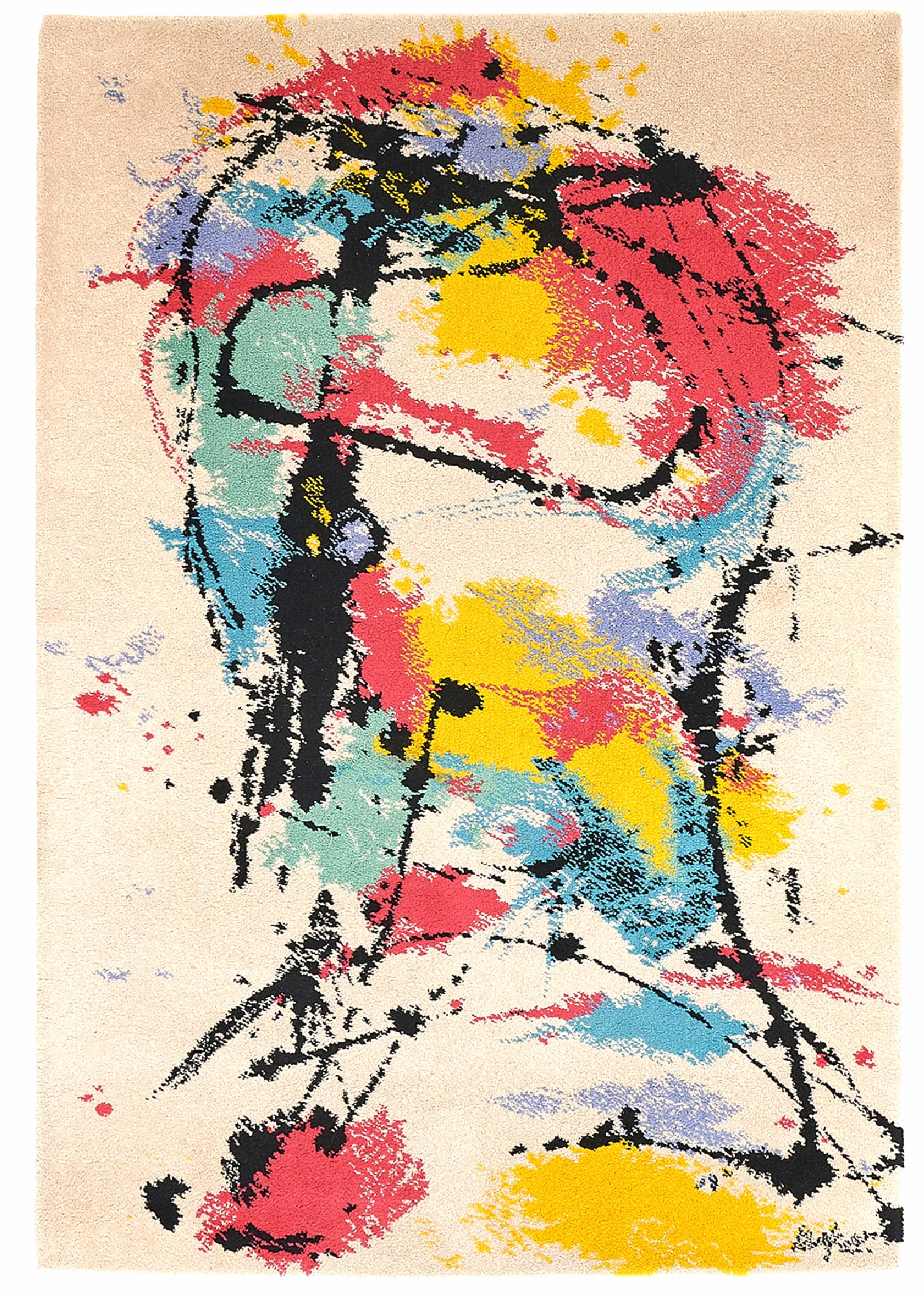 Robert Jacobsen Evolution 1984 Wool Rug Denmark: Robert Jacobsen Evolution 1984 Wool Rug Ege Axminster A/S Denmark. Size approx 4' 7 x 6' 8 - 55 x 80 inches. Partial Manufacturer's label. This is a NO RESERVE AUCTION: there are no hidden or confiden