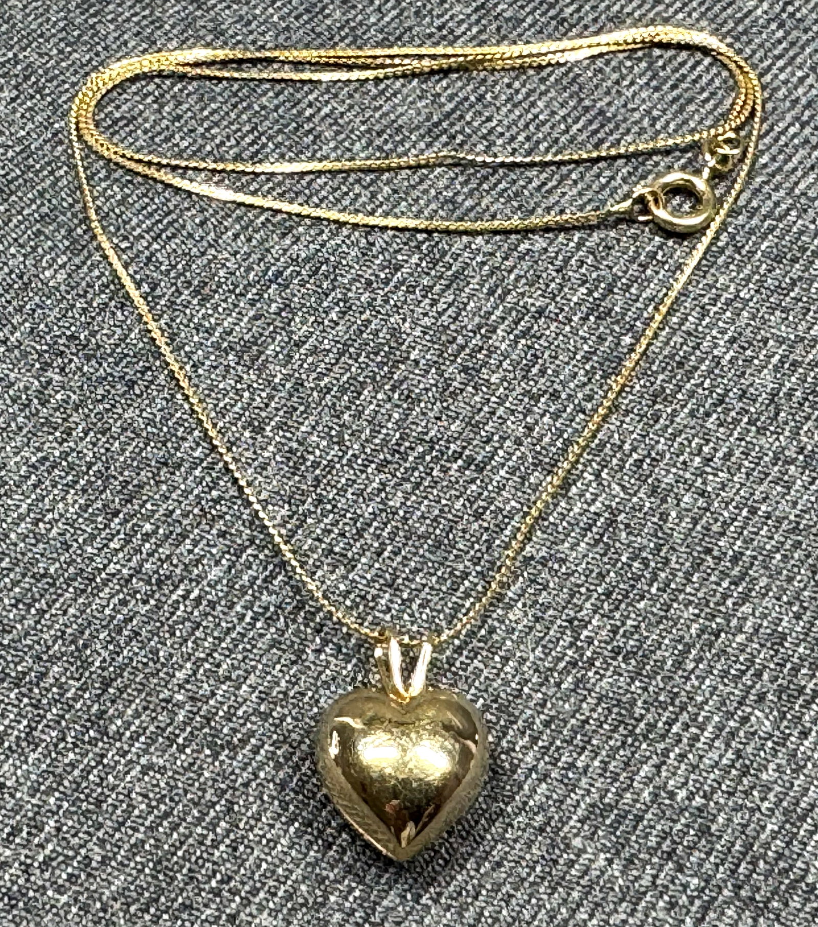 Vintage PPC 12K gold-filled heart pendant chain strap necklace: Vintage PPC 12K gold-filled heart pendant chain strap necklace. The heart is unmarked and the chain is marked PPC 1/20 12K GF on clasp. For measures please refer to the pictures taken with a measuring