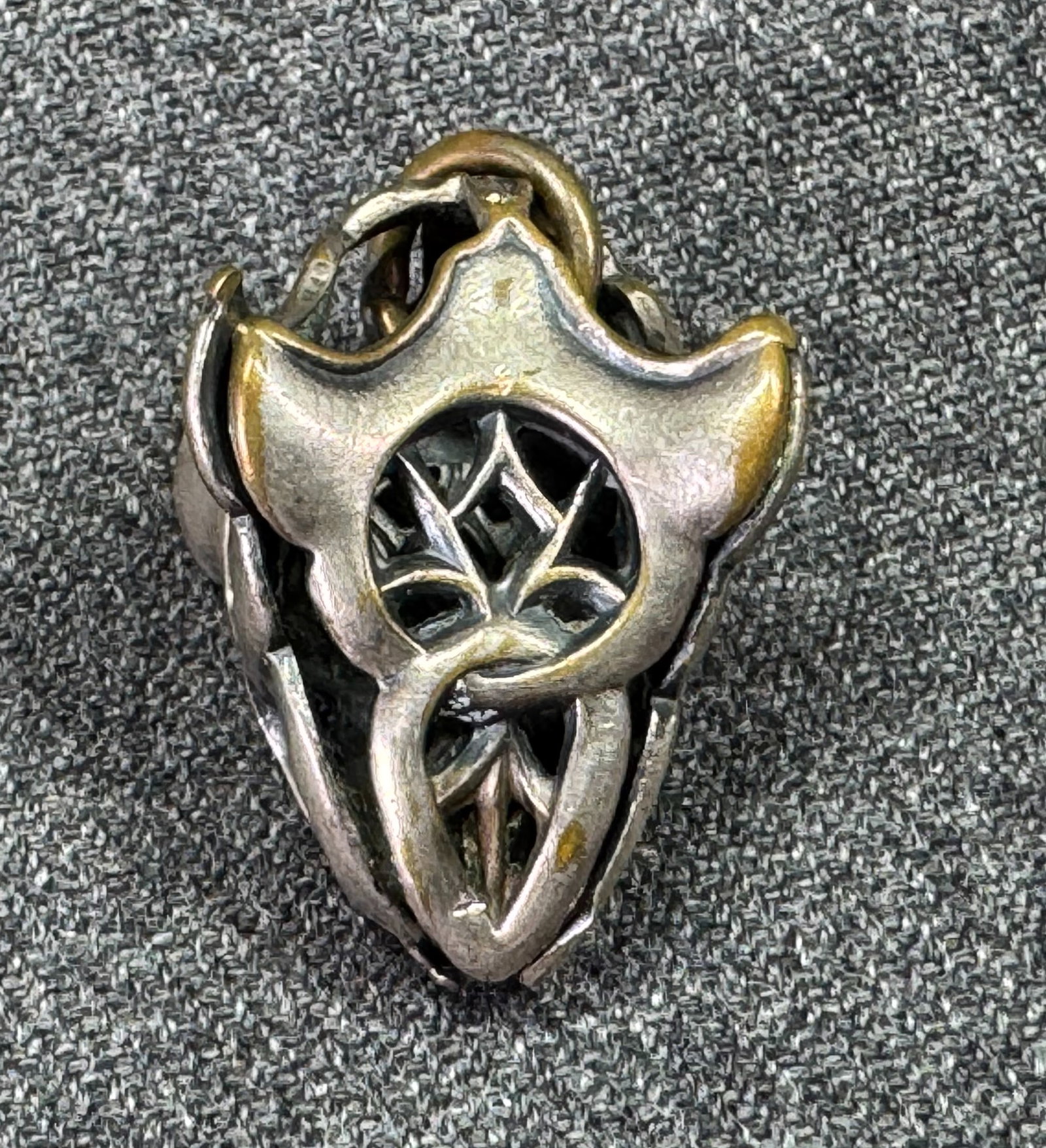 Antique Celtic gothic filigree silvertone metal pocket watch fob pendant (1 of 5)