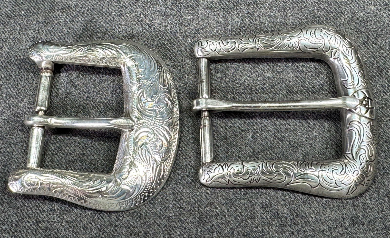 Vintage assorted Ariat style & 1994 Taiwan Southwestern style silvertone belt buckles. Unused (1 of 13)