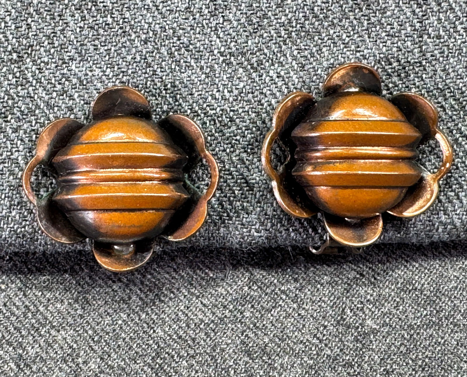 Vintage MCM copper clip on earrings (1 of 5)