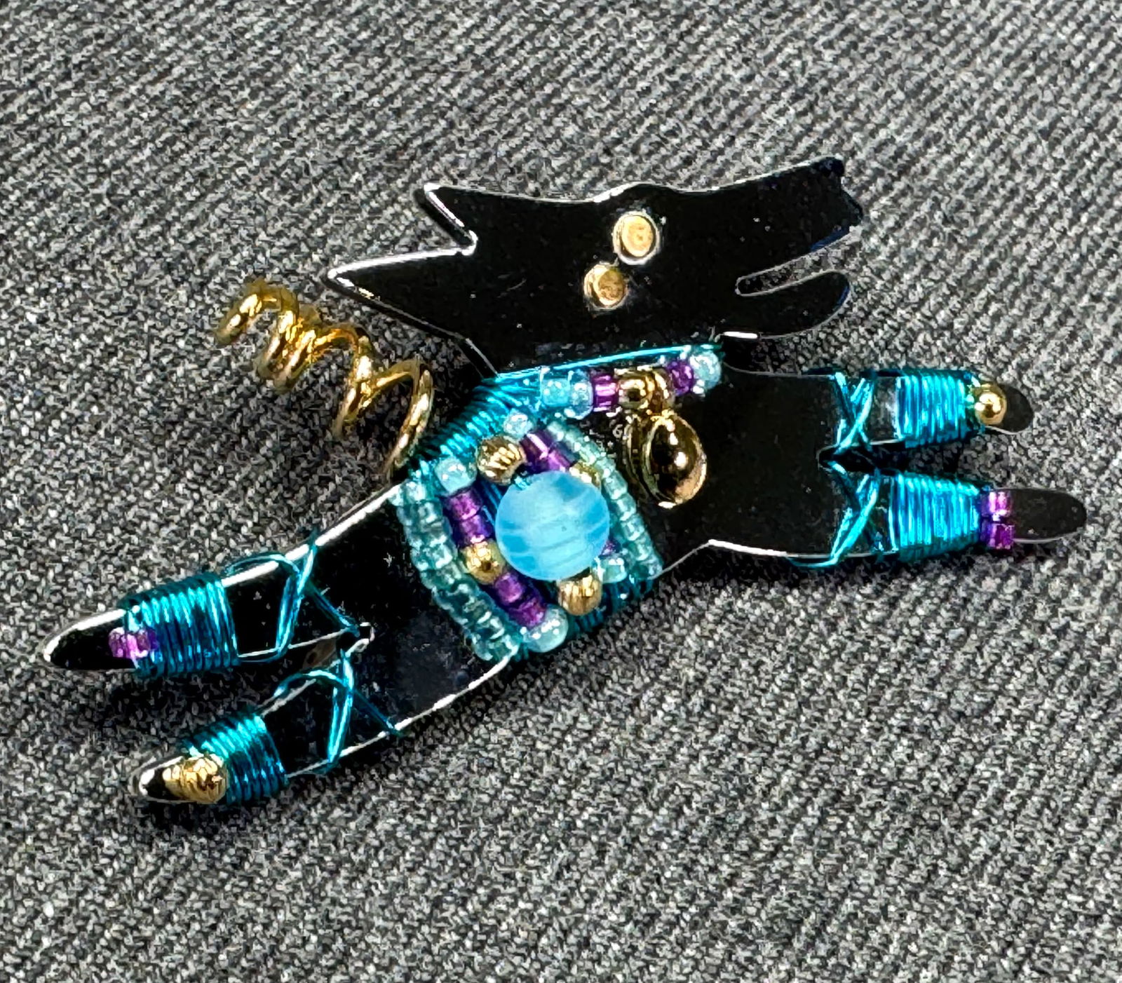 Vintage Liztech jeweled mirrored running dog brooch pin (1 of 7)