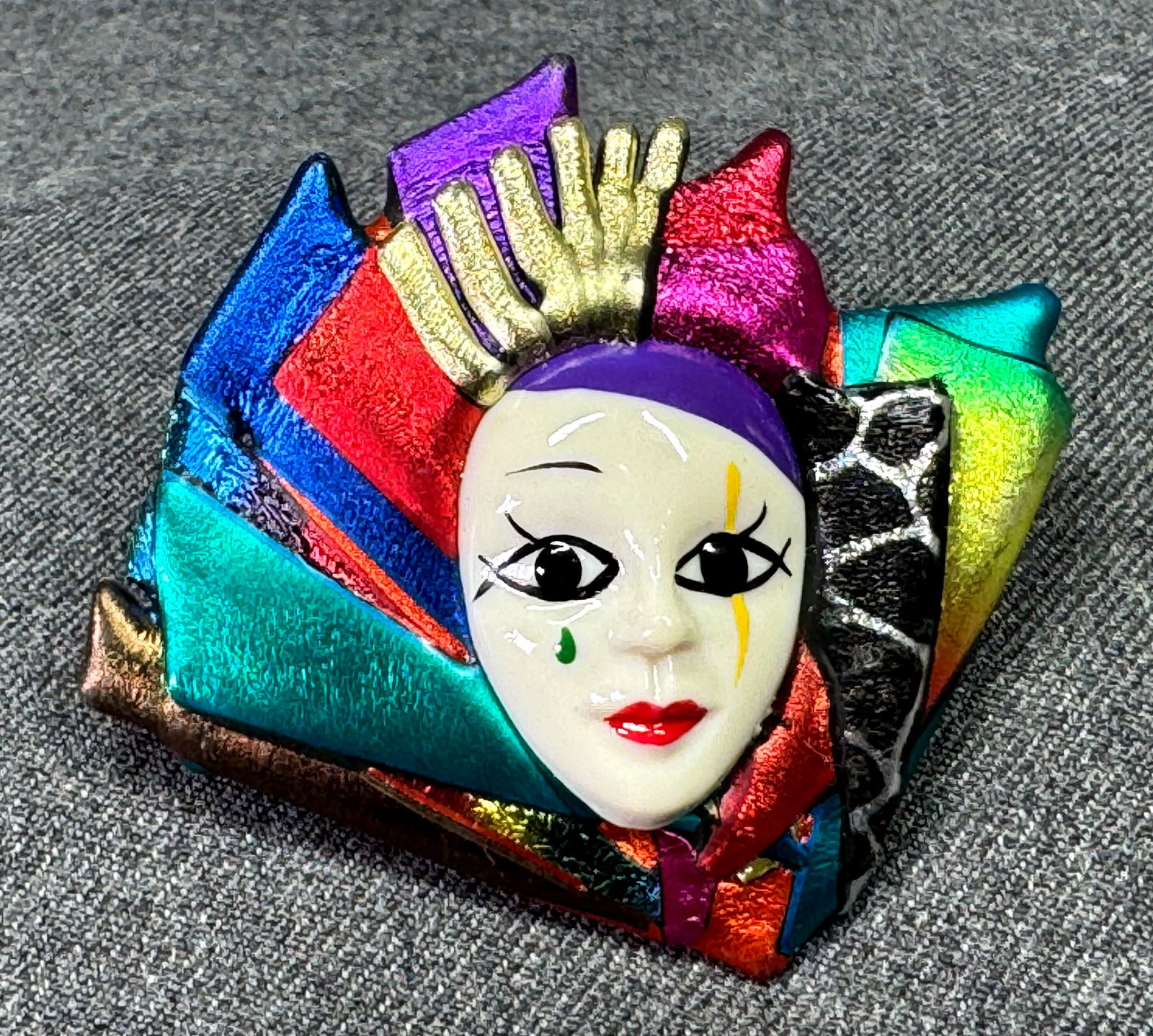 Vintage Signed Oscar! 04 Mardi gras mask brooch pin (1 of 8)