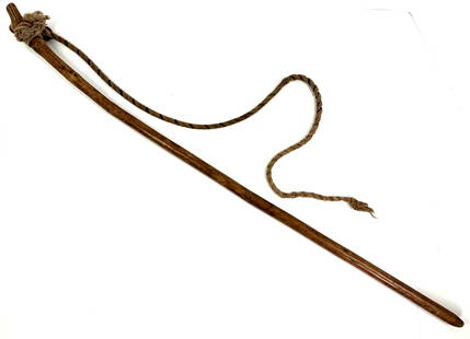 Vintage South American Peru Shepherd"s Sheep Whip.: Vintage South American Peru Shepherd"s Sheep Whip. Wood, fiber. Hand written Peru. It measures 29 inches long. This is a NO RESERVE AUCTION: there are no hidden or confidential reserves, all acceptabl