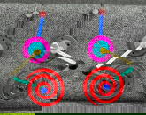 Vintage 1980s Eve Kaplin Memphis style kinetic multicolor enamel hook earrings