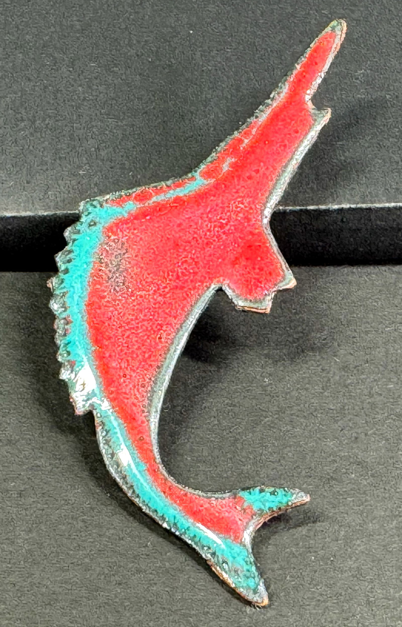 2013 Mary Laskey enamel copper marlin fish brooch pin. (1 of 7)