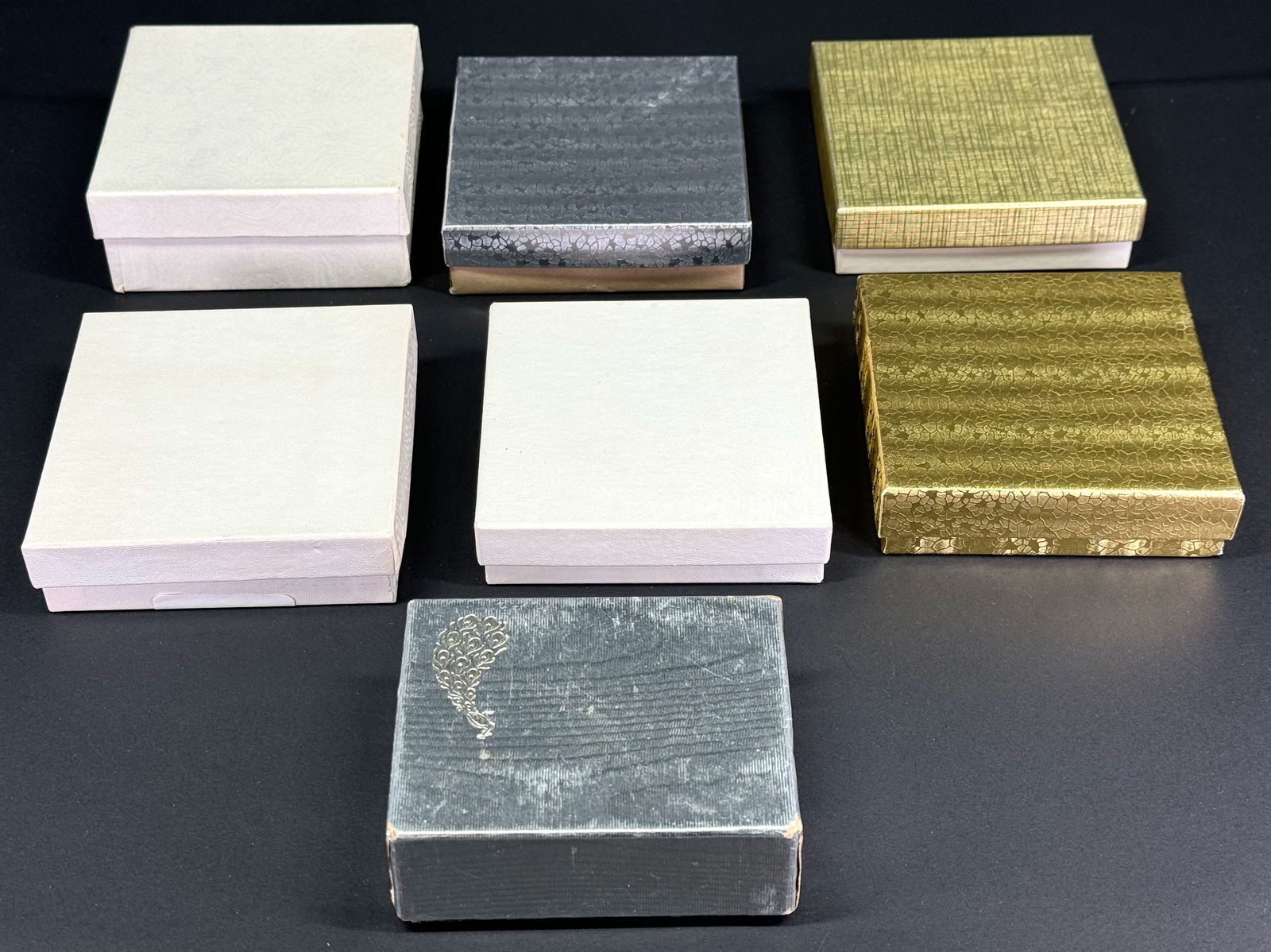 Vintage assorted cardboard  jewelry boxes. Lot of 7. (1 of 4)