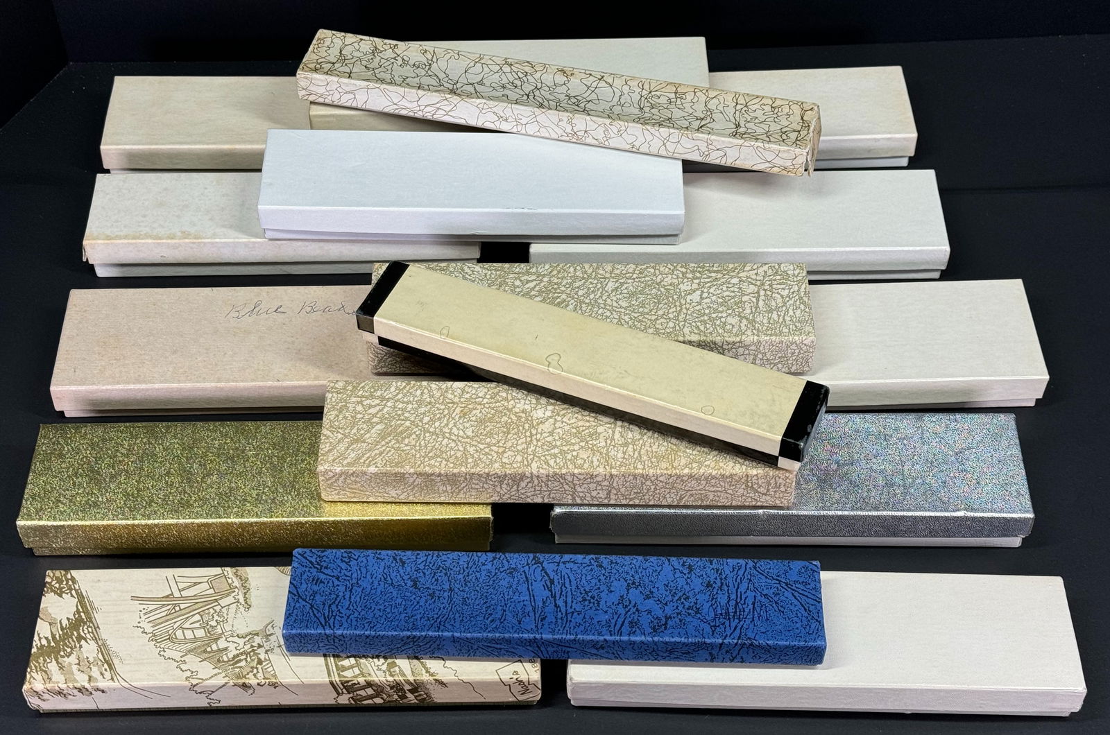 Vintage assorted cardboard bracelet  jewelry boxes. Lot of 17. (1 of 4)